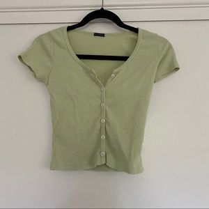 Green ribbed top